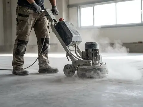 Gepolijste betonvloer in een moderne woning met glanzend oppervlak