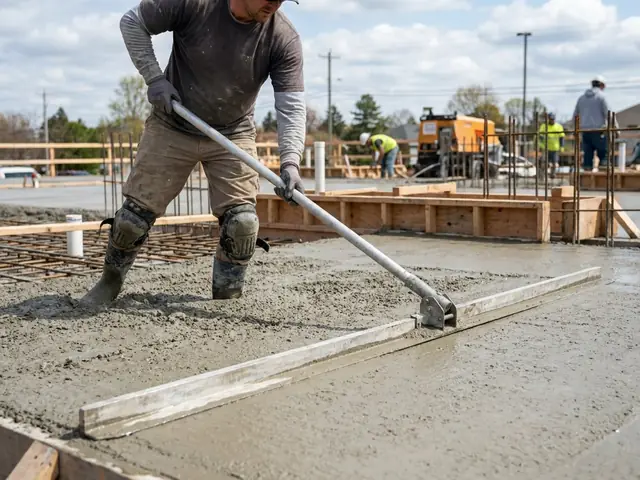 Betonspecialist die een vloer slijpt en polijst met een diamantslijper